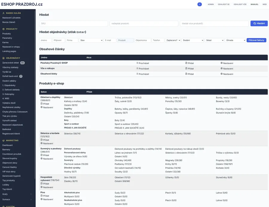 Administrace e-shopu